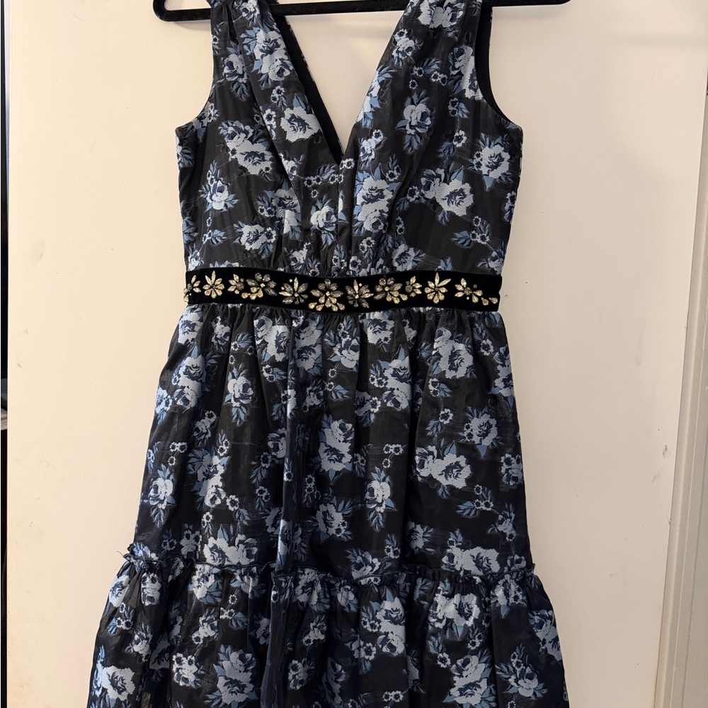 Kate Spade Black and Blue Floral Midi Dress